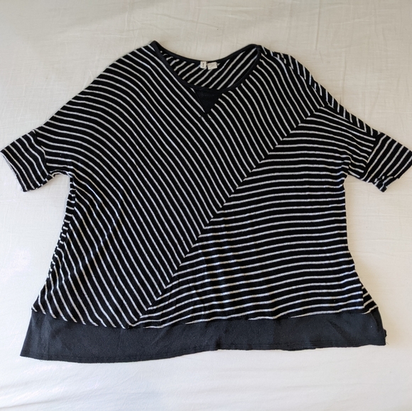 Moth Relaxed Fit Top Black and White Stripes Large - Picture 1 of 9